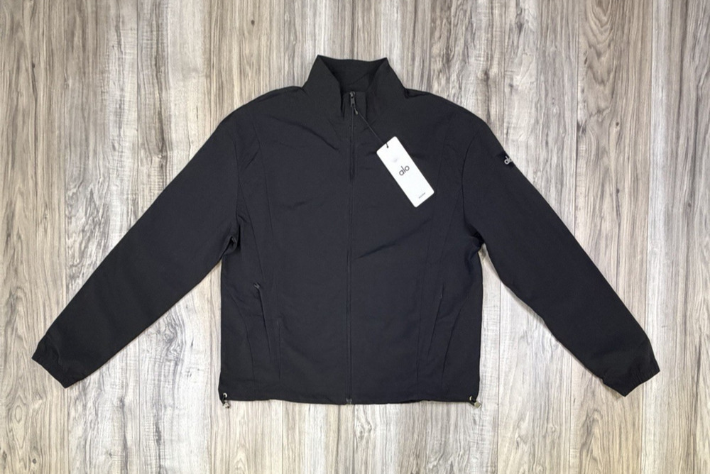 Alo Yoga Takeaway Track Full Zip Jacket Black Mens Size Small M3334R NEW